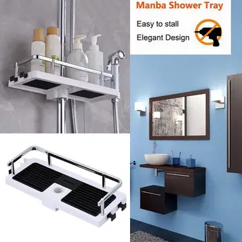 

New Adjustable Bathroom Shelf Rack Storage Holder Shower Gel Bathroom Organizer Basket Mounted Rod Accessories Shampoo Drai J4T4