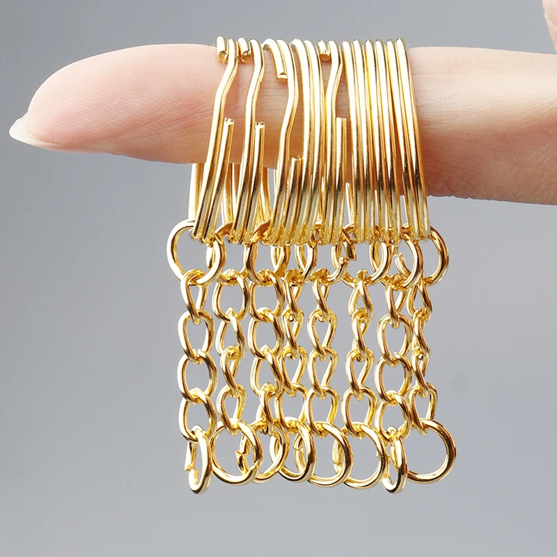 10 teile/los Eisen Schlüssel Ringe Schlüsselbund Schlüssel Kette Split Ring Metall Blank Gold Farbe Rhodium Schlüsselanhänger DIY Schmuck Machen Zubehör – Detail 3