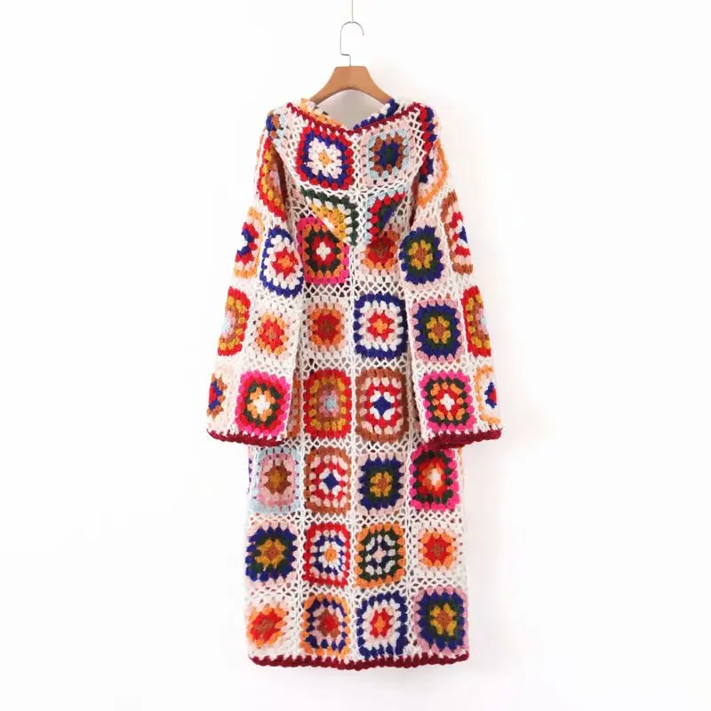 TEELYNN длинный кардиган бохо этнический цветочный вязаный свитер осень зима свитер длинный рукав Цыганский мохер женские свитера