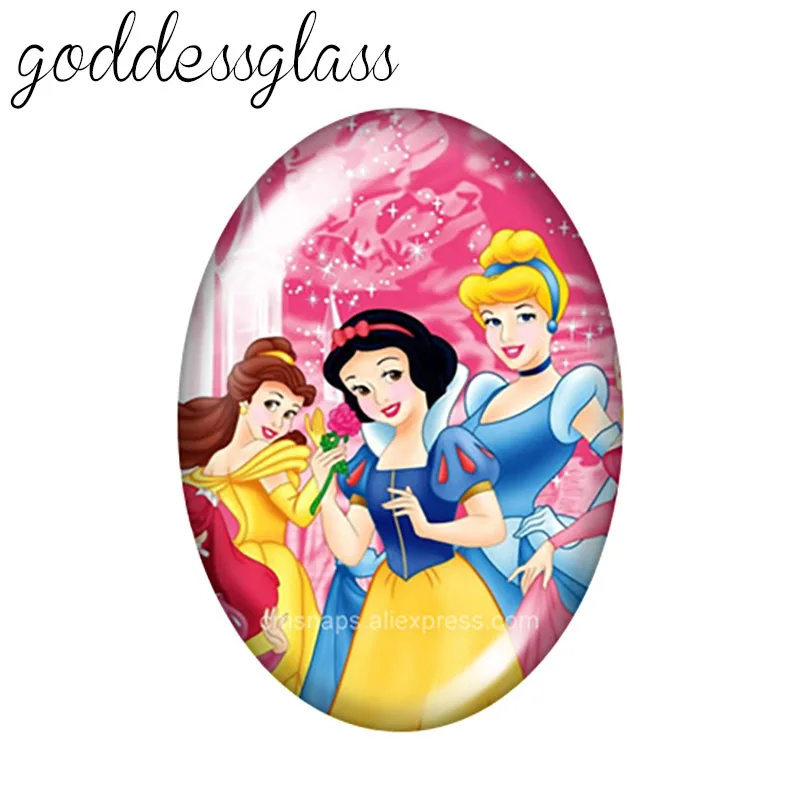 Fashion Bracelet Fashion Jewelry Disney Princesses Belle Elsa 10pcs mixed 13x18mm/18x25mm/30x40mm Oval photo glass cabochon flat back bracelets Making findings