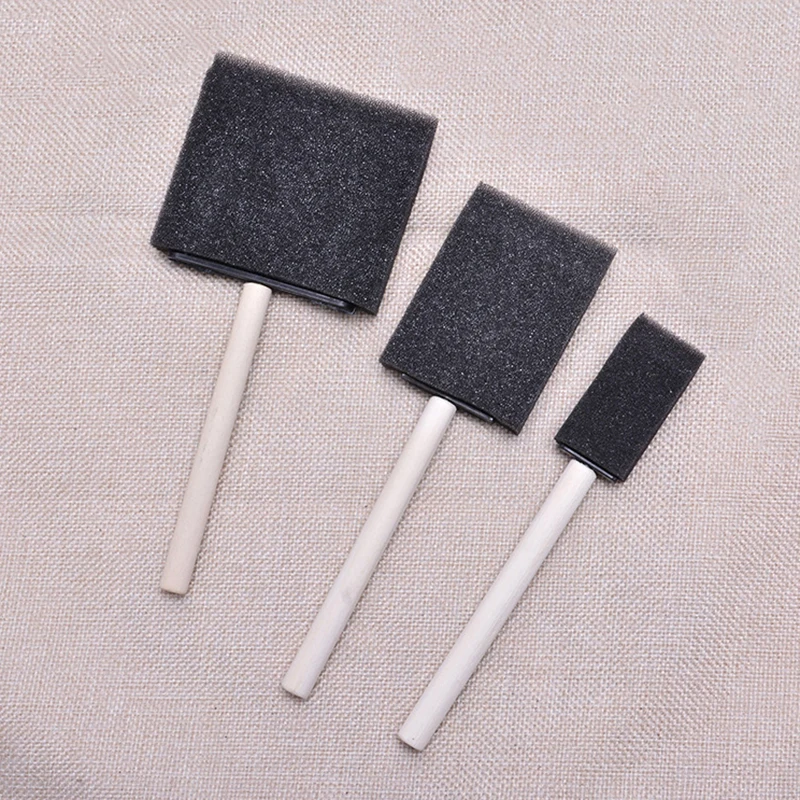 

3 Pcs Foam Sponge Brushes Wooden Handle Painting Drawing Art Craft Draw Grass