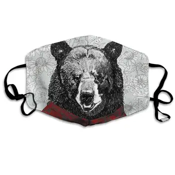 

Mouth Mask for Daily Dress Up, Cute Bear Anti-dust Mouth-Muffle, Washable Reusable Holiday Half Face Masks for Mens and Womens