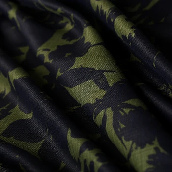 

148CM Wide 240G/M Weigh Print Green Viscose Cotton Polyester Fabric for Spring Summer Jacket Dress DE1299