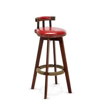 

Bar Chair Solid Wood High Stool Net Red Isn Log Front Desk Chair Back Chair Bar Table Chair Nordic Household