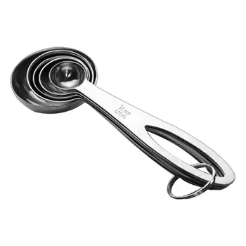 

Kitchen Baking Gadget Stainless Steel Measuring Spoon Measuring Spoon Set Creative With Graduated Measuring Cup 5Pcs
