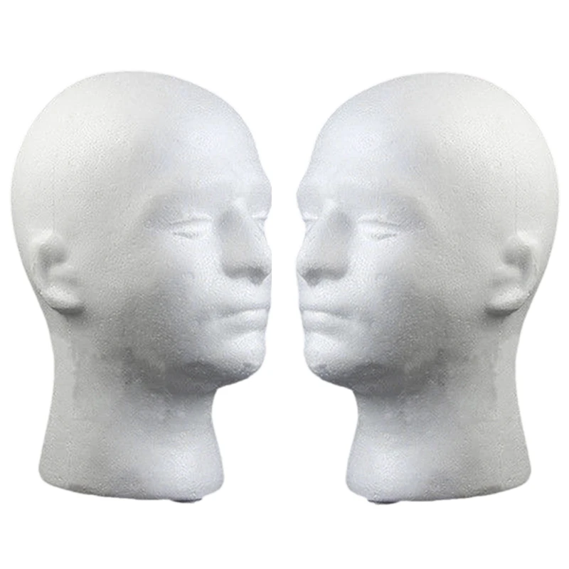 

2Pcs/Lot Male Foam Mannequin Head Wig Glasses Hat Display Stand with Positioning Holes