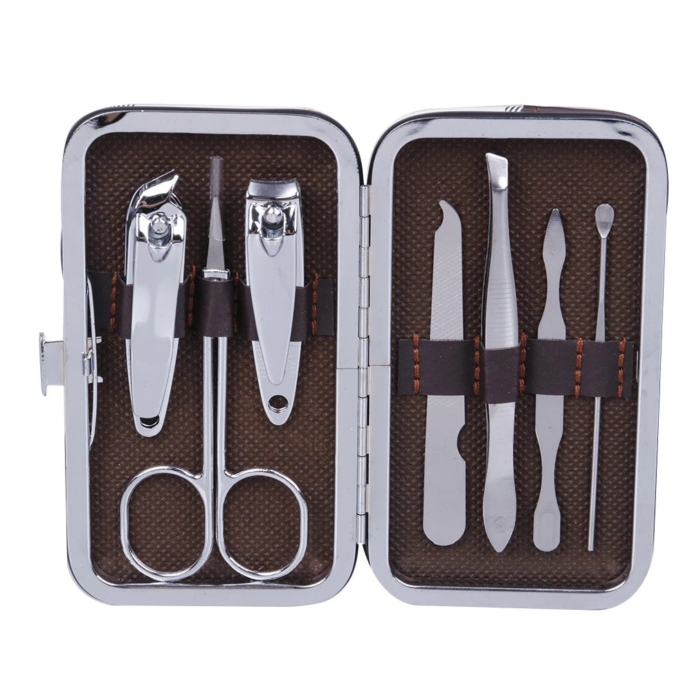 7pcs-Black 7/18 шт. маникюрный набор для ногтей набор инструментов для ногтей все для маникюрные наборы для педикюра уход с толкателем вросшие ногти пилочка для ногтей пинцет - Цвет: 7pcs-Black