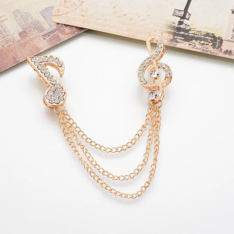 

Korean-style Music Notes Brooch Men And Women Suit liu su lian Brooch Crystal Brooch Badge Shawl kou shi pin