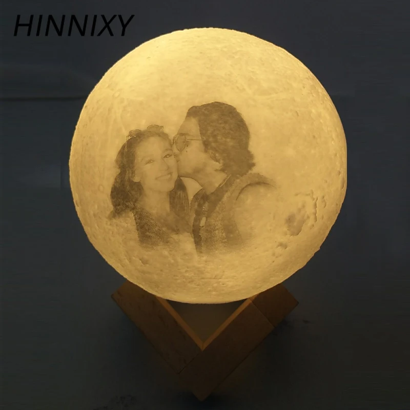 Hinnixy пользовательские 3D печать Луна ночник фото личность RGB Изменение USB Батарея