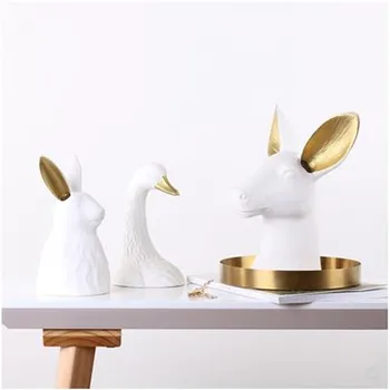 

Animal head crafts, creative artwork, deer head, swan head, rabbit head, home office restaurant desktop decoration gift