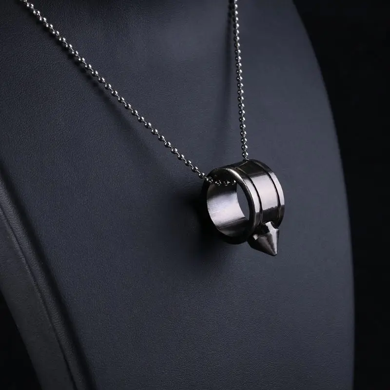 

Tungsten Steel Self Defense Supplies Ring Women Men Safety Survival Finger Ring with Chain Tool