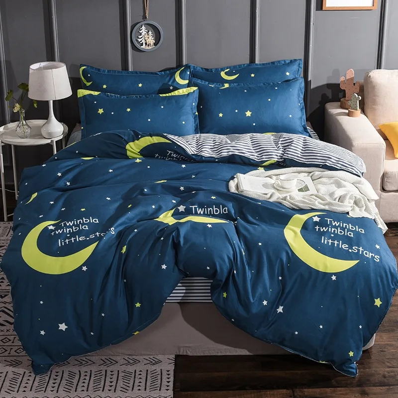 Fashion Simplicity Student Adult Kids Children Bedding Sets Duvet Cover with Pillowcases Twin Full Queen King Size Birthday Gift 