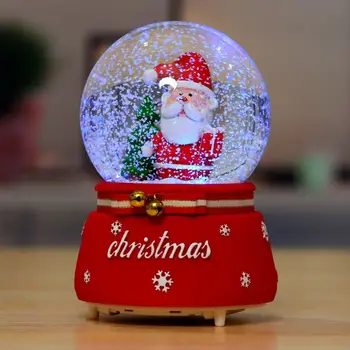 

Music Box---Christmas Santa Designs Crystal Ball Lighting Music Box Snowy For Home Decor Tabletop Ornament Kids Christmas Gift
