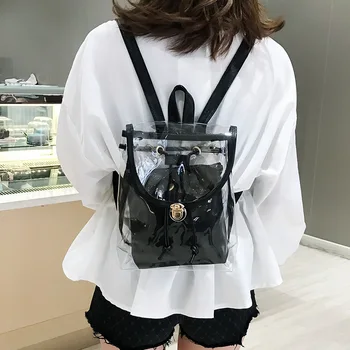 

2020 summer new women's transparent bag jelly bag backpack Korean travel small backpack