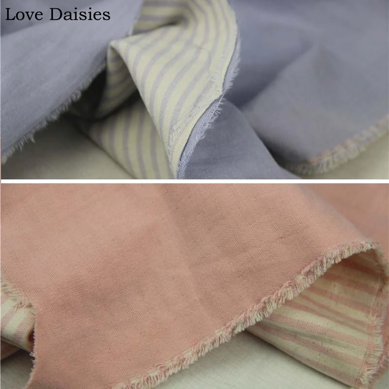 Двухслойные хлопок ретро синий розовый В Полоску Ткань для осени и зимы самодельные Украшения ручной работы рубашка платье Блузка ткань