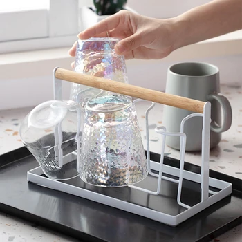 

Kitchen Glass Cup Rack Water Mug Draining Drying Organizer Drain Holder Stand Kitchen Storage Cocina Cafe Shop