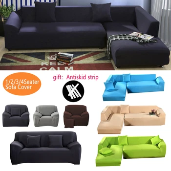 

Universal Elastic Sofa Cover Solid Color Modern Couch Slipcover Stretch Protective Cloth Pillowcase Living Room 1/2/3/4-Seat