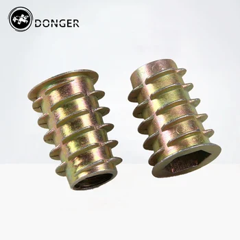 

50Pcs M4 M5 M6 M8 Zinc Alloy Thread For Wood Insert Nut Flanged Hex Drive Head Furniture Nuts HW058