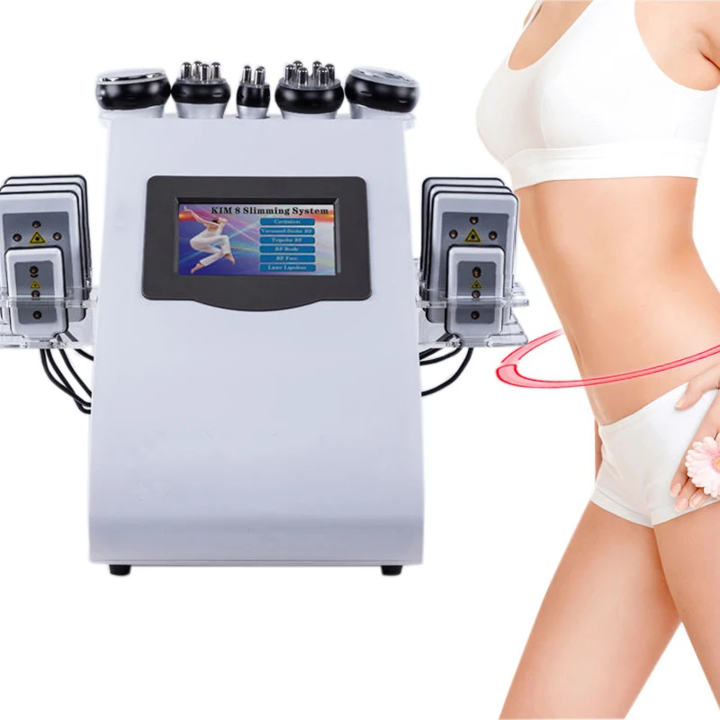 6 In 1 Ultrasonic 40K Cavitation Vacuum Radio Frequency Laser 8 Laser Boards Slimming&Skin Care Machine