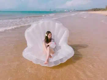 

Outdoor Camping Inflatable Shell Floating Row PVC Bed Sofa Water Scallop Swimming Pool Floating Row Floating Beach Bed Chair