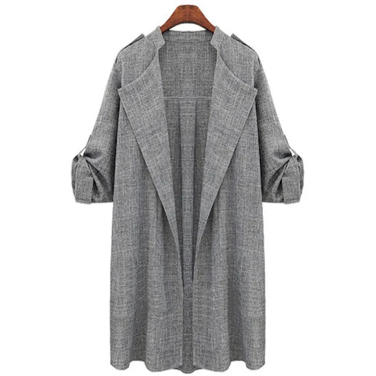 Light Grey Зимний Тренч, пальто, женские модные куртки, Женское пальто средней длины в Корейском стиле, Женское пальто размера плюс - Цвет: Light Grey