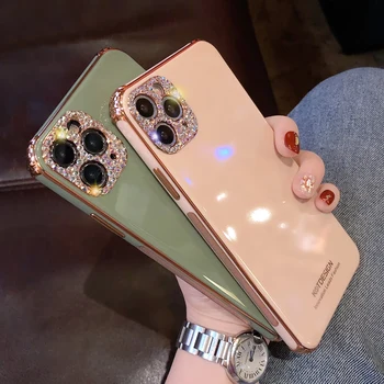 Стразы сверкающие гальванические чехлы для телефонов IPhone 12 mini 12 11 Pro Max XR X XS Max 7 8 P чехол для HUAWEI P30 Mate30