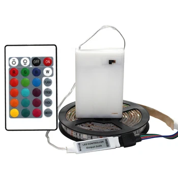 

LED Strip Lights RGB Self Color Changing 24 Keys Remote Controlled Battery Powered Plug And Play DIY Indoor Outdoor