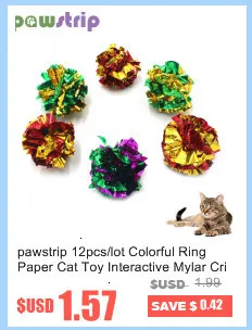 pawstrip 5Pcs/lot Fur False Mouse Cat Toy Feather Rainbow Ball Toys for Cats Funny Playing Toy Kitten Colorful Plush Rat Toy