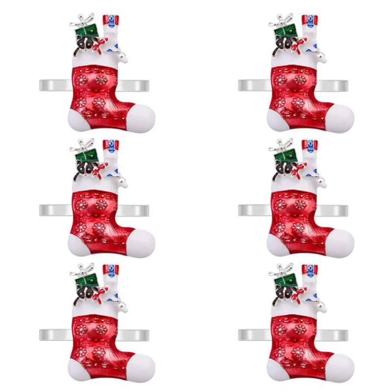 6 Pieces Christmas Stocking Napkin Holders Dining Table Ring Dinner Tables Rings for Parties Wedding Decor | Дом и сад