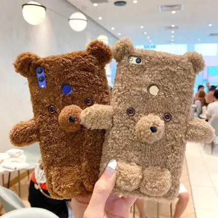 Милый меховой плюшевый чехол для Huawei P Smart Z Plus 2019 2020 2021 Honor 7A 7C Pro 7X 7S 8A 8C 8X 8S 8 Lite