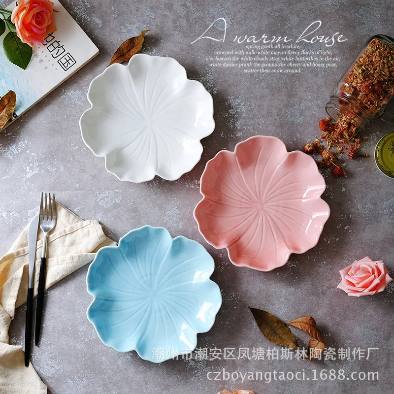 Perth Forest Creative Large Size Household Ceramic Seasoning Snacks Vinegar Dishes Japanese Style Snacks Sauce Snacks Plate Whol