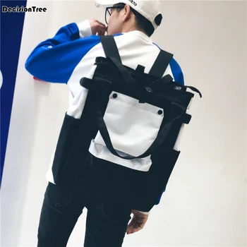 

Harajuku Style Student Backpack Street Trend Large Capacity Cloth Bag Unisex Contrast Color Hiphop Couple Schoolbag Bolsa ZM207