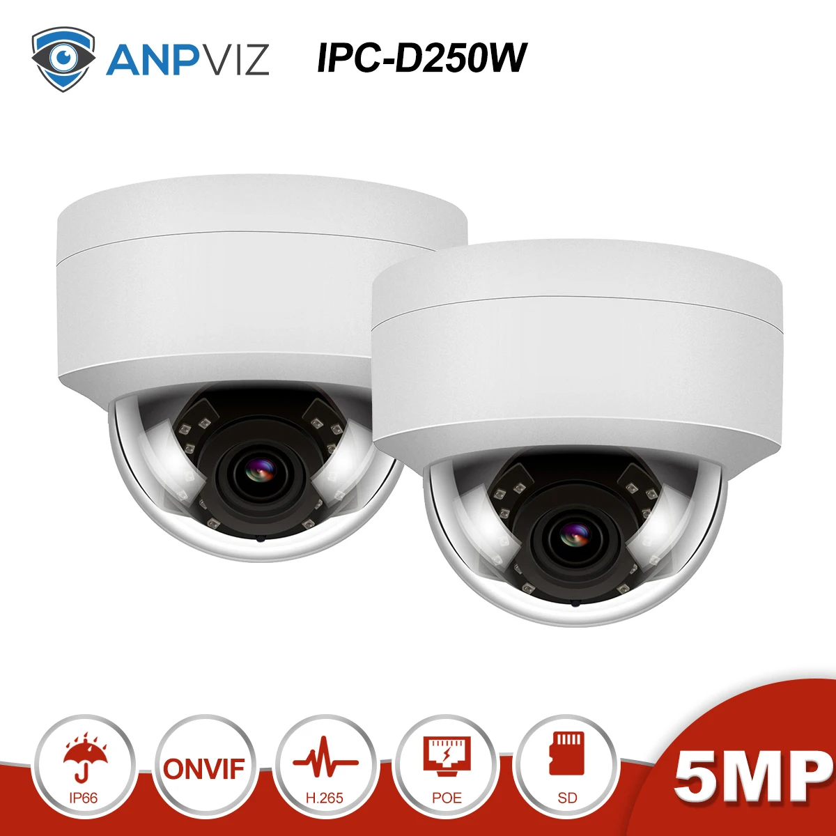 Only 2 White Cameras Anpviz 8CH 4K NVR 5MP POE ip-камера для дома/улицы системы безопасности комплекты H.265+ ONVIF сетевые камеры CCTV комплекты видеонаблюдения - Цвет: Only 2 White Cameras