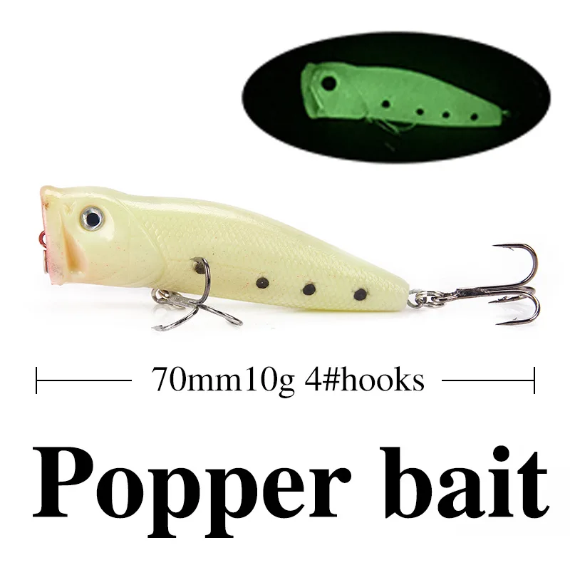 5pcs Gorgons Fishing Tackle Set Jerkbait Minnow Crankbait Pencil Popper Lipless Crank Luminous Fishing Lure Kit
