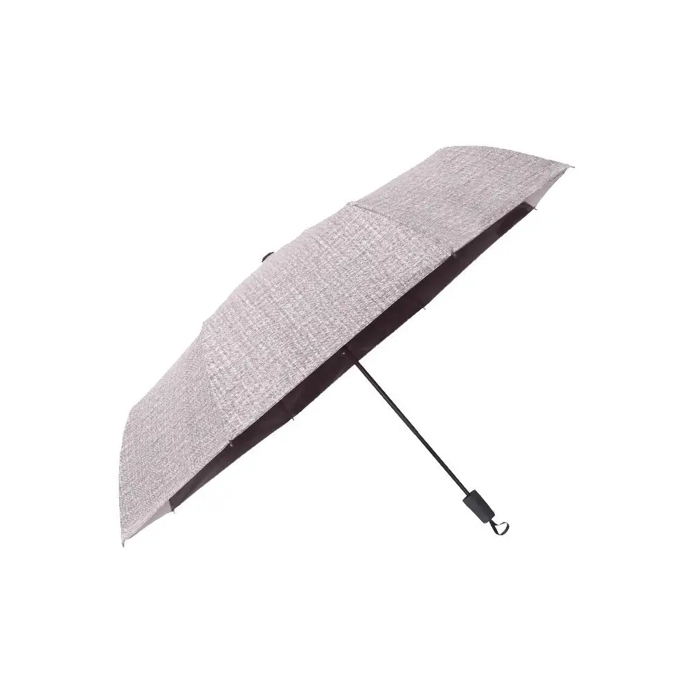 Brown 8 Bone Tri-fold Umbrella Simple Cowboy Style UV Protection Sunshade Umbrella Folding Unisex Black Coating Parasol Dropshipping - Цвет: Brown