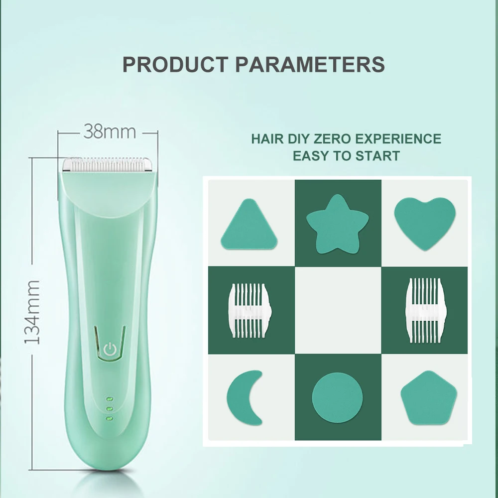 Baby Hair Trimmer Adult Mute Waterproof Kids Hair Clipper Sleep Haircut Home-Use No Oil IPX7 Waterproof Detachable