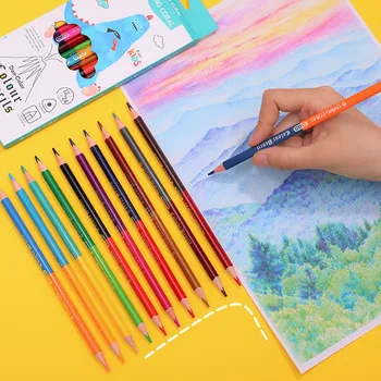 

12pcs/set Double Head Colorful Wooden Colored Pencils Kids Study Stationery