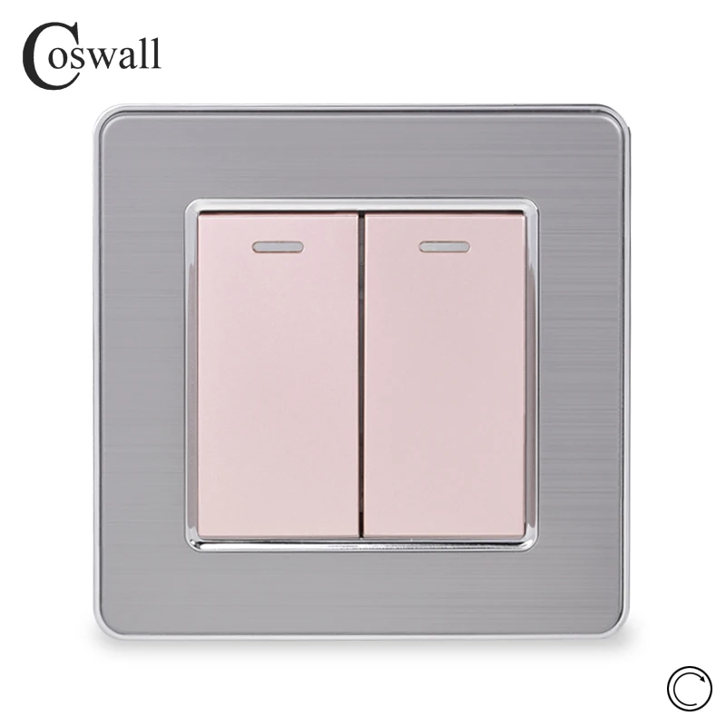 Gold Coswall, панель из нержавеющей стали, 2 комплекта, 1 способ сброса, импульсный переключатель, мгновенный контактный переключатель, кнопочный настенный светильник, переключатель 16А - Цвет: Gold