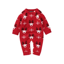 Peleles de Navidad para bebé, mono de manga larga tejido de Papá Noel, suéter para bebé, ropa de otoño e invierno
