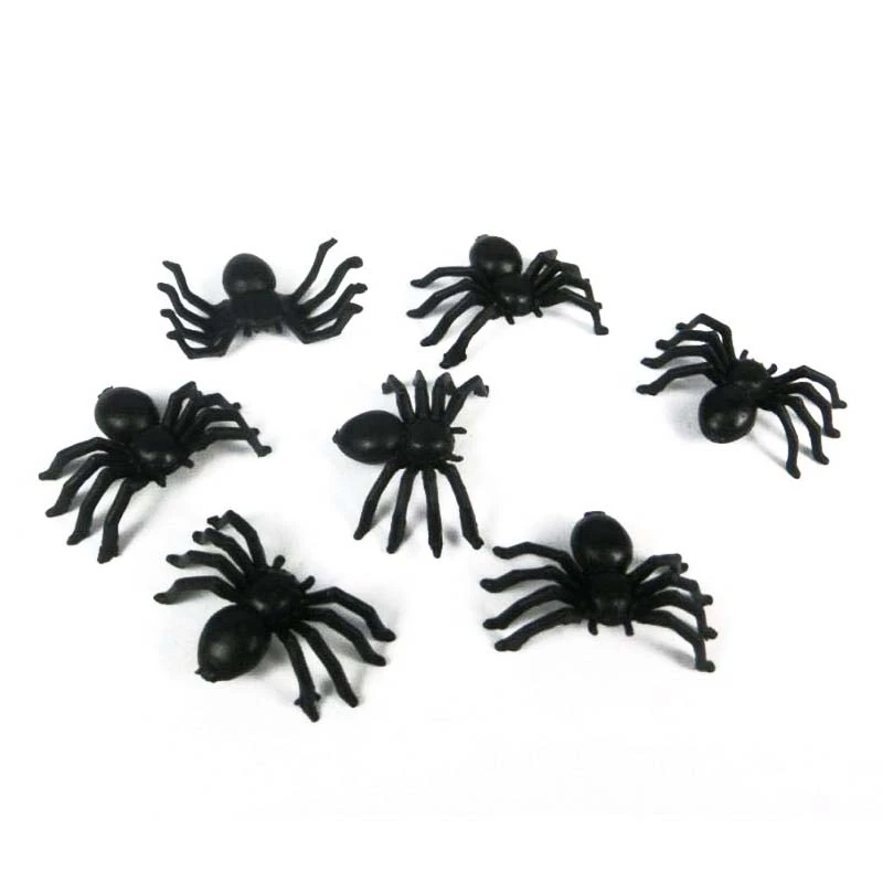 

AFBC 20pcs Halloween Mini Plastic Black Luminous Spider Prank Joking Birthday Toys DIY Decorative Spiders 2cm Spider Party Props