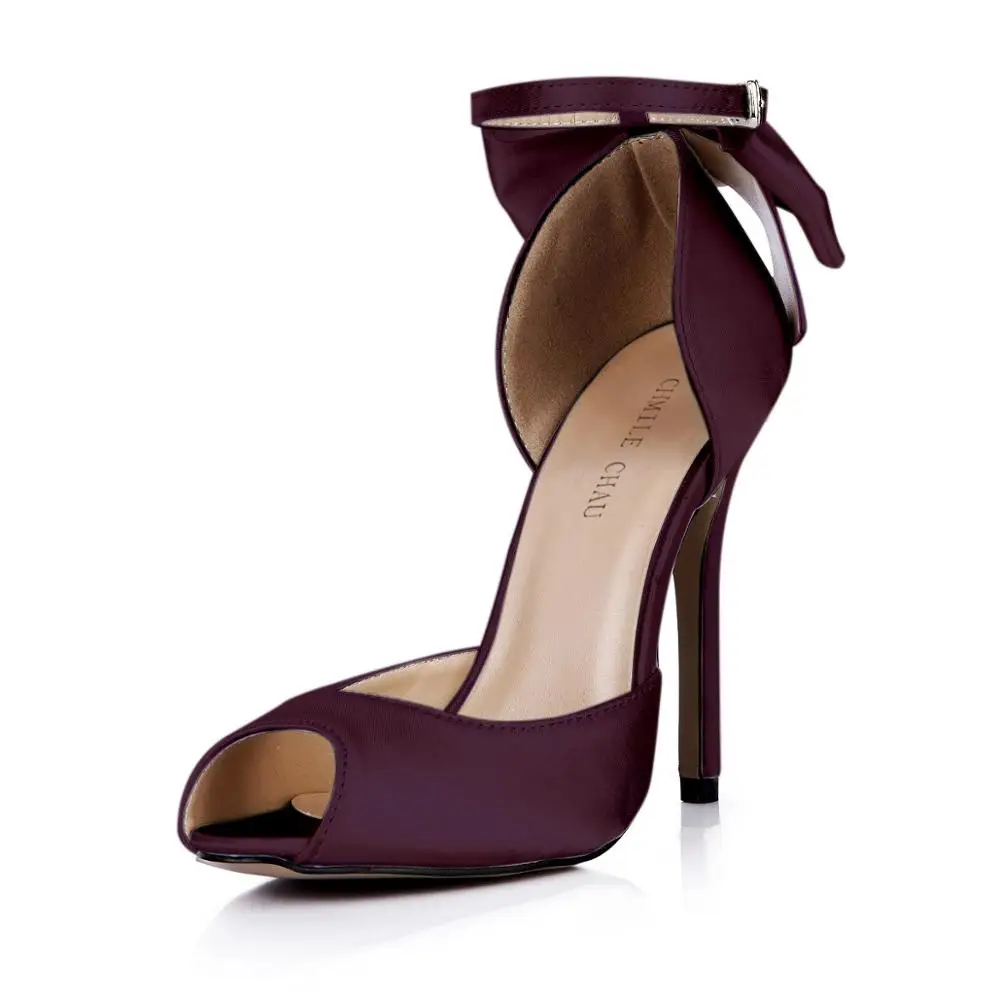 Summer Spring New 12cm High Heel Pumps Bridals Wedding Women Stiletto Ankle Strap Bowing Peep Toe Sexy Party Lady Shoes 3C-k2