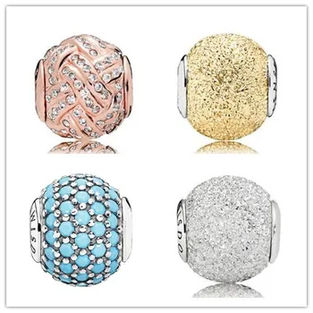 

925 Sterling Silver Bead Charm Sensitivity Gold And Silver Engraving Beads Fit Pandora Essence Bracelet Diy Jewelry