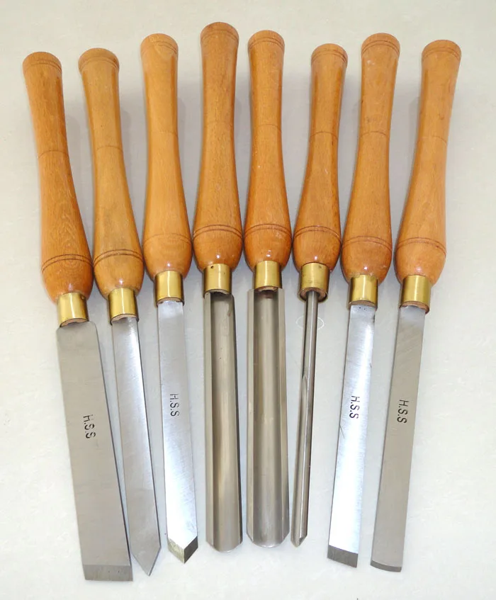 High quality 8 hand-held high speed steel woodworking lathe turning tool set hardcover diy turning knife