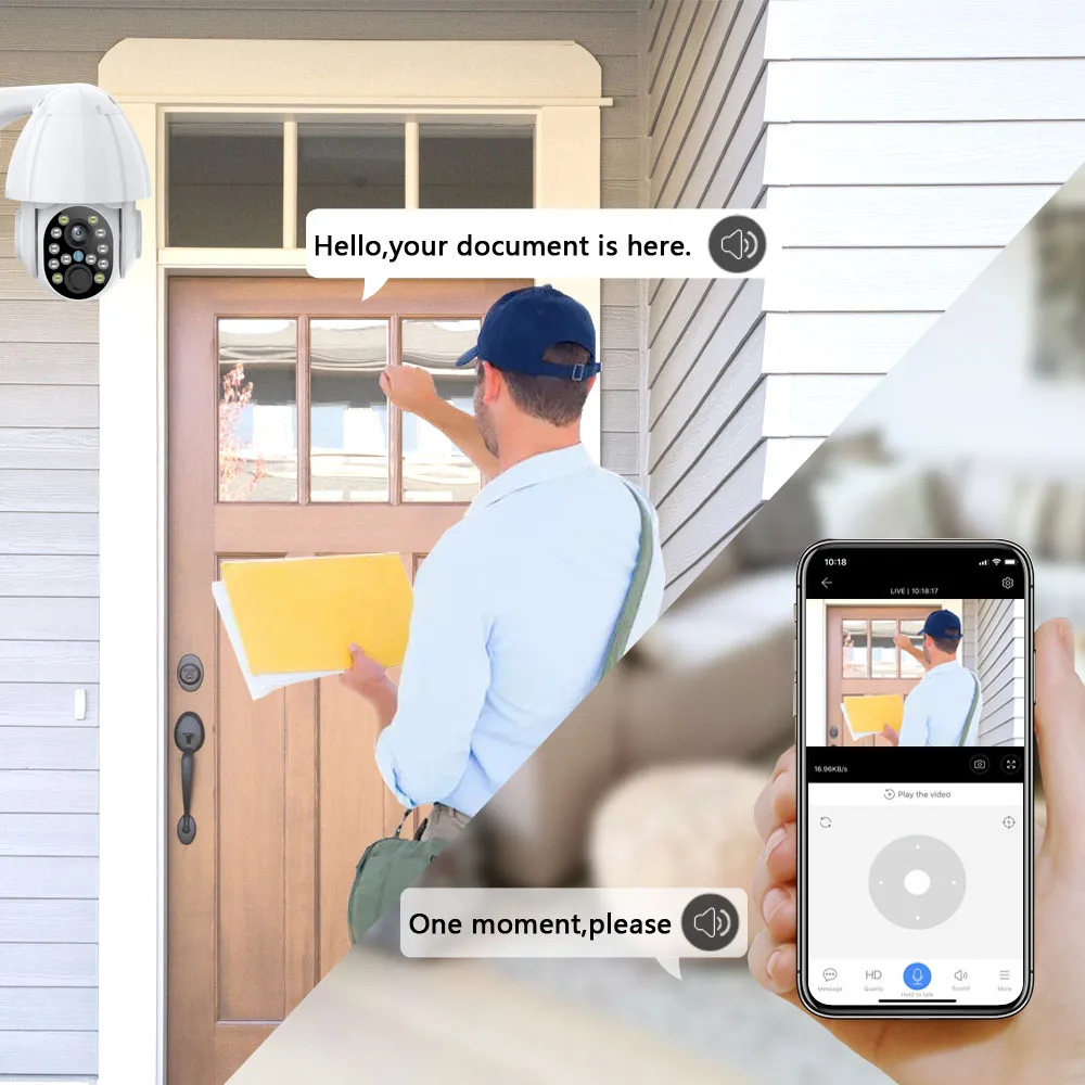 WIFI Security Camera Outdoor Video Surveillance External Protection Recorder PTZ AI Auto Tracking CCTV 4X ZOOM Color Night