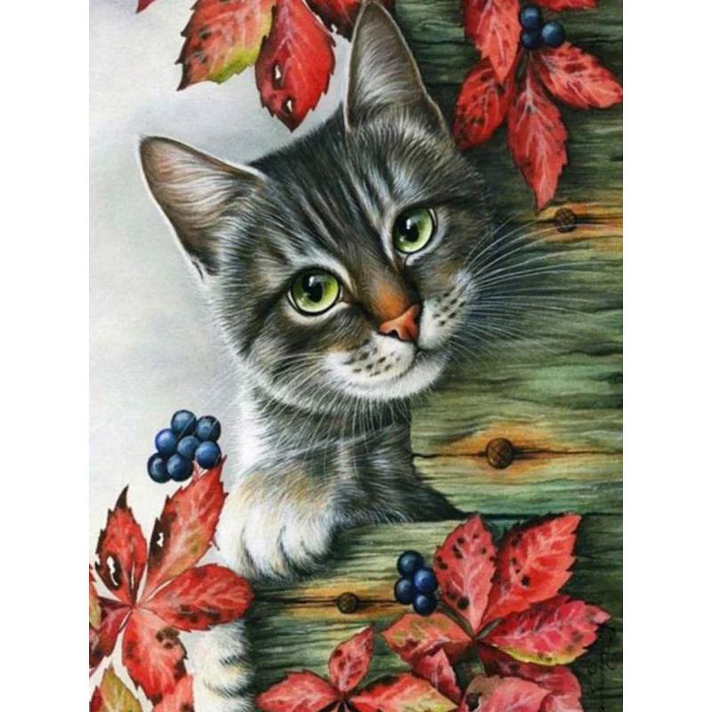 

Fuyun 5D Diy Diamond Painting Full Round drill Cross-Stitch Lazy Cat Diamond Mosaic Rhinestone Picture Embroidery Sale