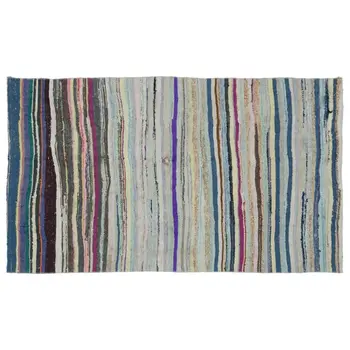 

Handmade Multicolor Vintage English Striped Rug Area Rug 138x233 Cm-4'6''X7'8''