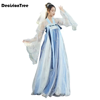 

2020 news hanfu dress girl chinese style embroidery daily women traditional costume folk dance outfit vintage party yangko tang