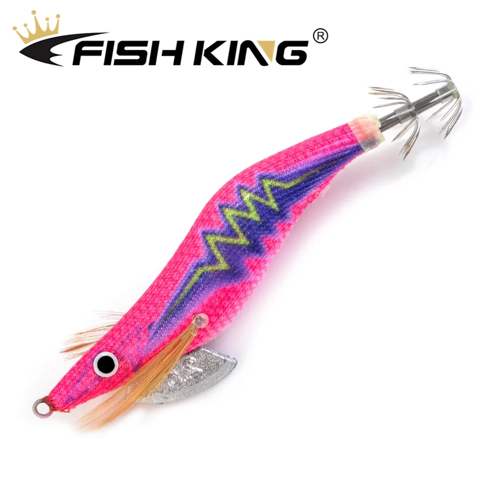 FISH KING Fishing Lure Lead Sinker 2g#2.5g#3g#3.5g# Squid Hook Jigs Octopus Cuttlefish Shrimp Baits 3D Eyes Luminous Lures
