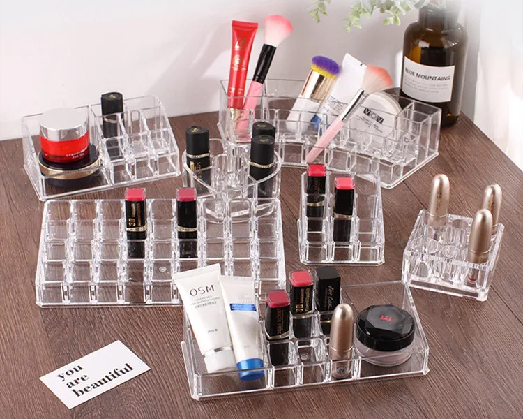 Acrylic Cosmetics Organizer Cotton Pads Container Storage Box For Makeup Acryl Multifunctional Lipstick Organizer (20)