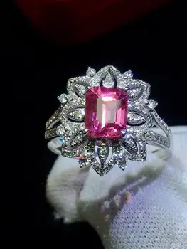 

Fine Jewelry Pure 18 K White Gold 100% Natural Unheat Pink Sapphire 1.3ct Gemstones 18k Sapphire Diamonds Female Wedding Rings
